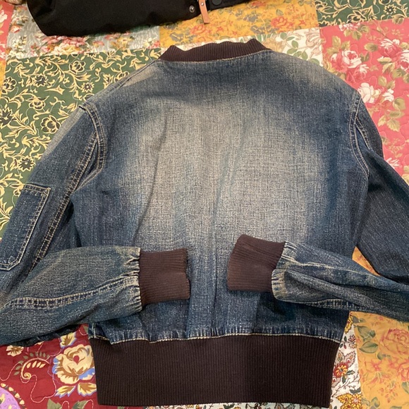 Bebe Denim Jean Jacket  Blue Full Zip Up Size Small Distressed Vintage - Picture 5 of 5